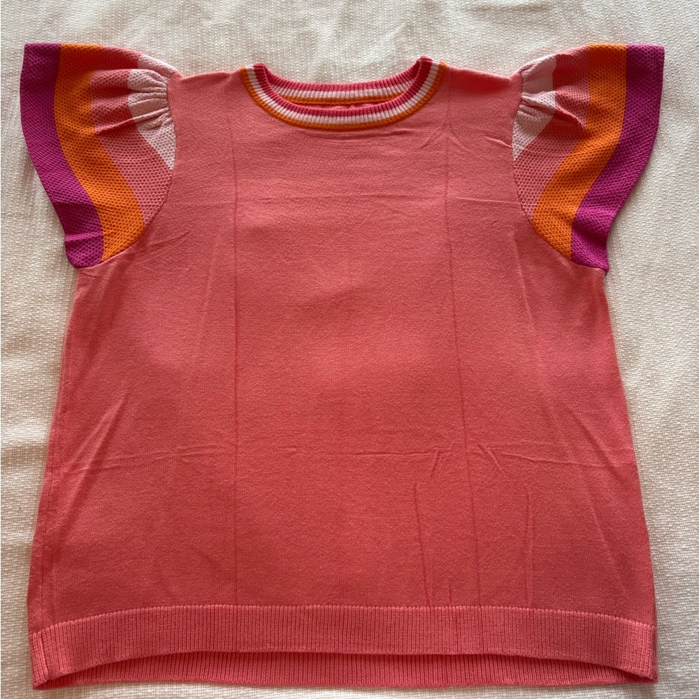 Colorful Plus Flutter Sleeve Top - Picture 2 of 2